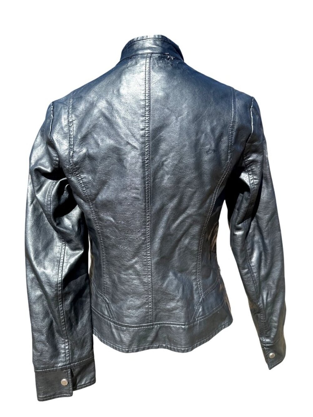 Bernardo Size M Black Faux Leather Moto Jacket Dark Academia Street Chic Luxe NY - Picture 4 of 12